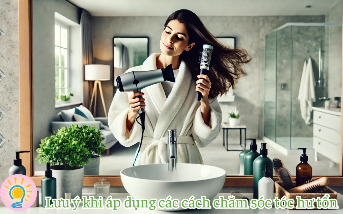 Lưu ý khi áp dụng các cách chăm sóc tóc hư tổn